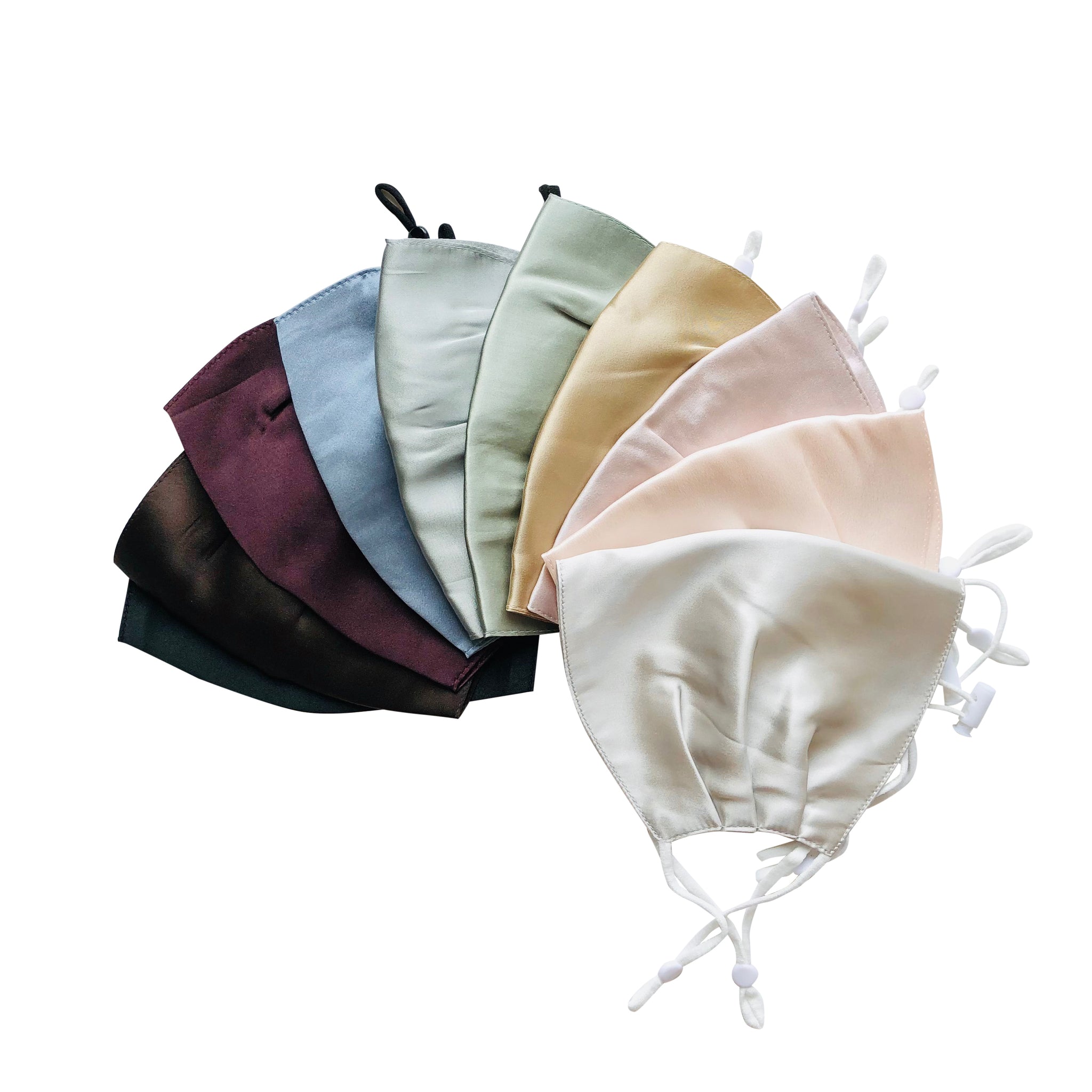 Pleated Morandi Colour Double Layer Silk Charmeuse Face Mask