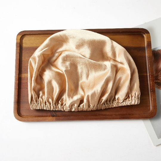 Beige Pure Silk Sleeping Bonnet | Single Layer | Adjustable Elastic for All Head Sizes | 22 Momme Silk Charmeuse | Float Collection