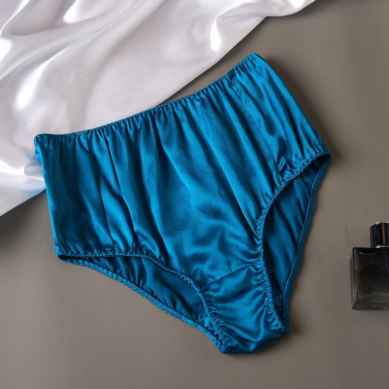 Turquoise Pure Mulberry Silk French Cut Panties | High Waist | 22 Momme | Float Collection
