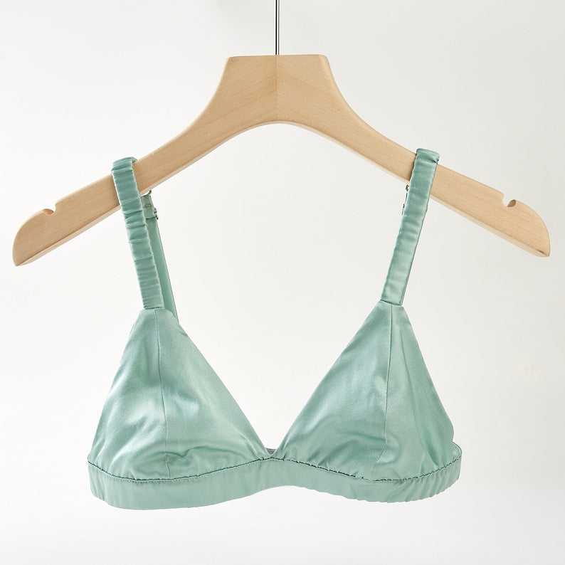 Lake Green | Handmade Pure Silk Bralettes | No Padding No Wire | 19 Momme Silk Charmeuse