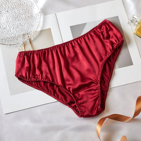 Sexy 100% Silk Satin Underwear Mens Thong Briefs Size USS[Red
