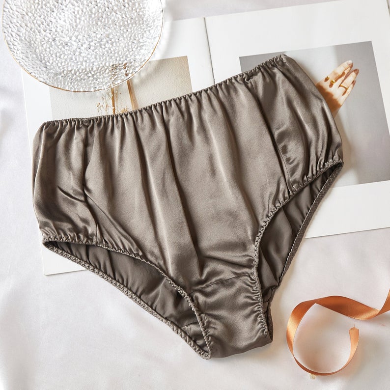 Taupe Pure Mulberry Silk French Cut Panties | High Waist | 22 Momme | Float Collection