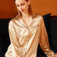 Beige Pure Silk Unisex Long Sleeve Pajama Set