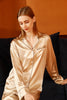 Beige Pure Silk Unisex Long Sleeve Pajama Set
