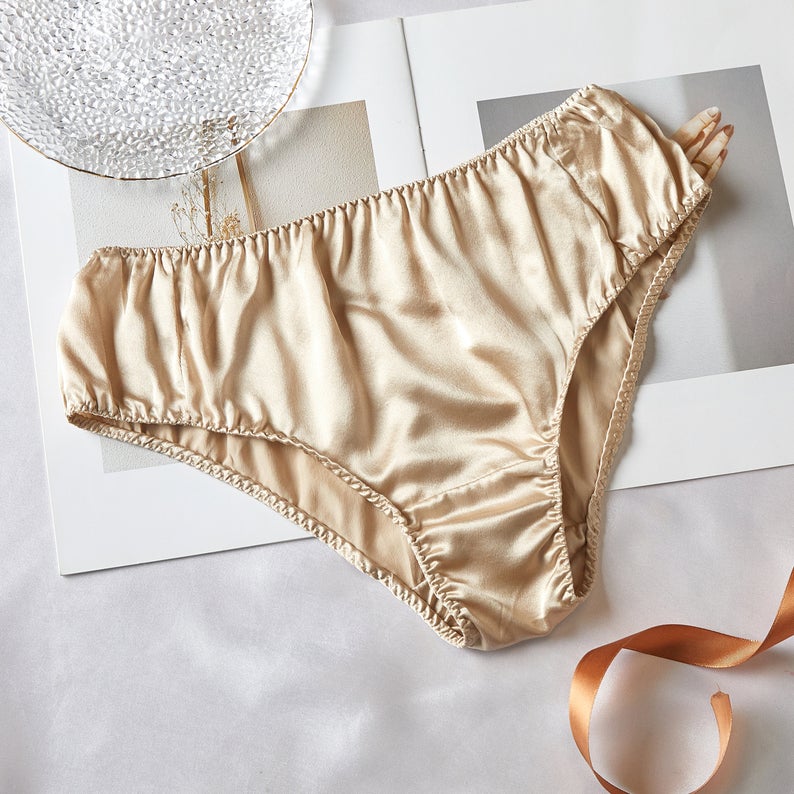 Beige Pure Mulberry Silk Bikini Panties | Mid Waist | 22 Momme | Float Collection