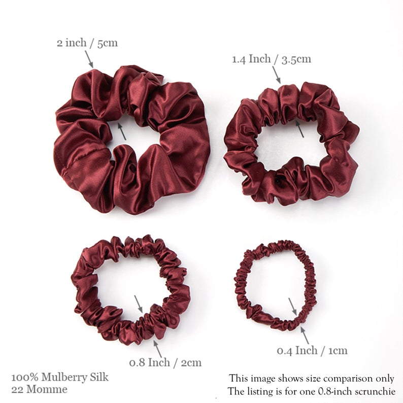 Set of 4 Pure Mulberry Silk Scrunchies | 0.4, 0.8, 1.4, 2 inch | 22 Momme | Float Collection