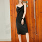 Rebirth of Venus | Black Silk Cowl Neck Slip Dress | Midi Dress with Adjustable Straps | 22 Momme | Float Collection