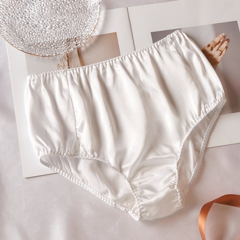 Pearl White Pure Mulberry Silk French Cut Panties | High Waist | 22 Momme | Float Collection