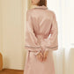 Pasithea | Baby Pink Kimono Pure Silk Robe | Knee Length with Double Belts and Pockets | 22 Momme | Float Collection