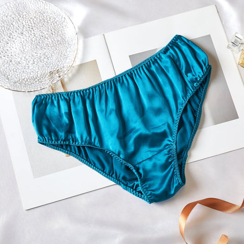 Turquoise Pure Mulberry Silk Bikini Panties | Mid Waist | 22 Momme | Float  Collection