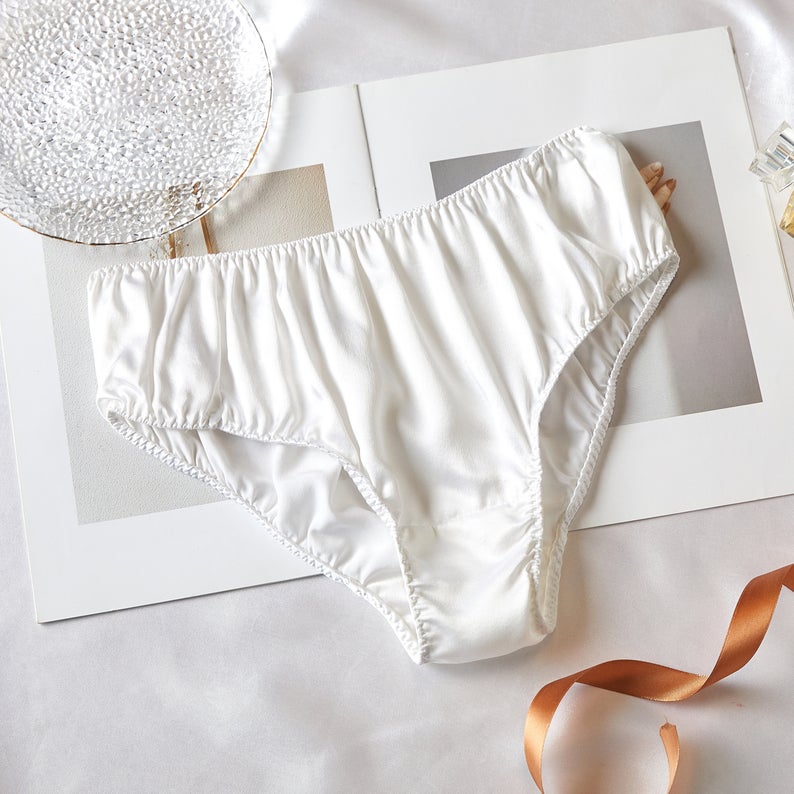 Pearl White Pure Mulberry Silk Bikini Panties | Mid Waist | 22 Momme | Float Collection