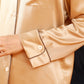 Beige Pure Silk Unisex Long Sleeve Pajama Set
