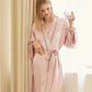 Pasithea | Baby Pink Kimono Pure Silk Robe | Knee Length with Double Belts and Pockets | 22 Momme | Float Collection