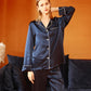 Navy Pure Silk Unisex Long Sleeve Pajama Set