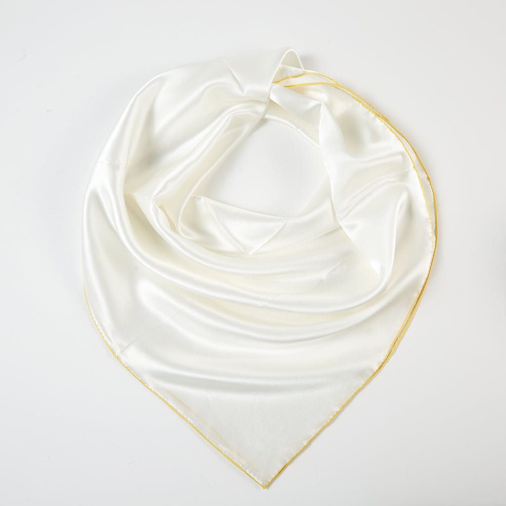 Daffodil Pure Silk Scarf | Ivory, Lemon Yellow, Gold | Small Head Scarf or Large Square Shawl | Solid Colour Collection