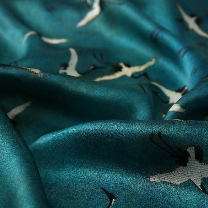 Auspicious Cranes by Zhao Ji: Mulberry Silk Long Scarf / Small Square Scarf / Ink and Colour Painting