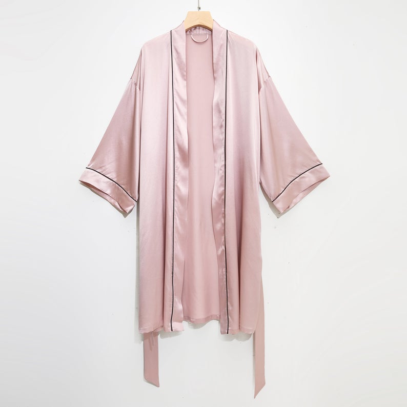 Gift Set | Pure Silk Baby Pink Kimono Robe & Slip Dress | 22 Momme | Float Collection