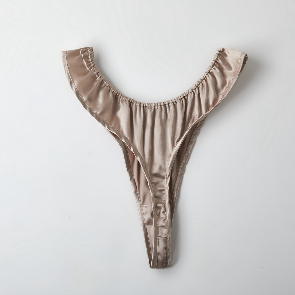 Custom Made Pure Mulberry Silk T-String Panties | Mid Waist Thong | 22 Momme | Float Collection