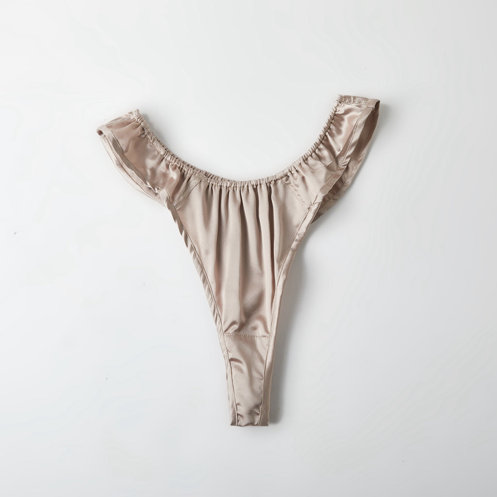 Custom Made Pure Mulberry Silk T-String Panties | Mid Waist Thong | 22 Momme | Float Collection