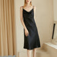 Rebirth of Venus | Black Silk Cowl Neck Slip Dress | Midi Dress with Adjustable Straps | 22 Momme | Float Collection