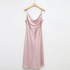 Rebirth of Venus | Baby Pink Silk Cowl Neck Slip Dress | Midi Dress with Adjustable Straps | 22 Momme | Float Collection