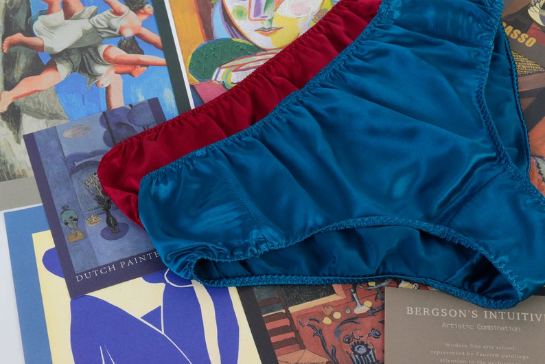 Navy Pure Mulberry Silk Bikini Panties | Mid Waist | 22 Momme | Float Collection