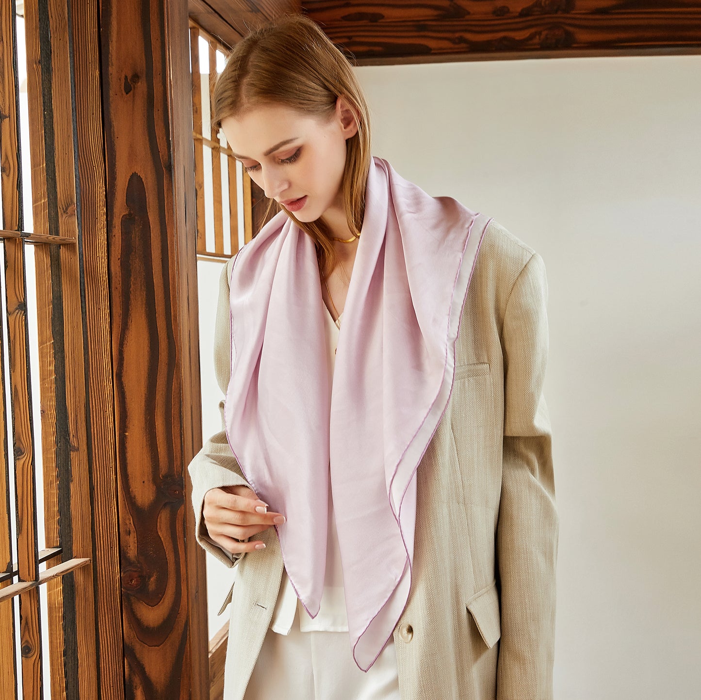 Peony Pure Silk Scarf | Blush Pink, Sorbet Pink, Burgundy | Small Head Scarf or Large Square Shawl | Solid Colour Collection