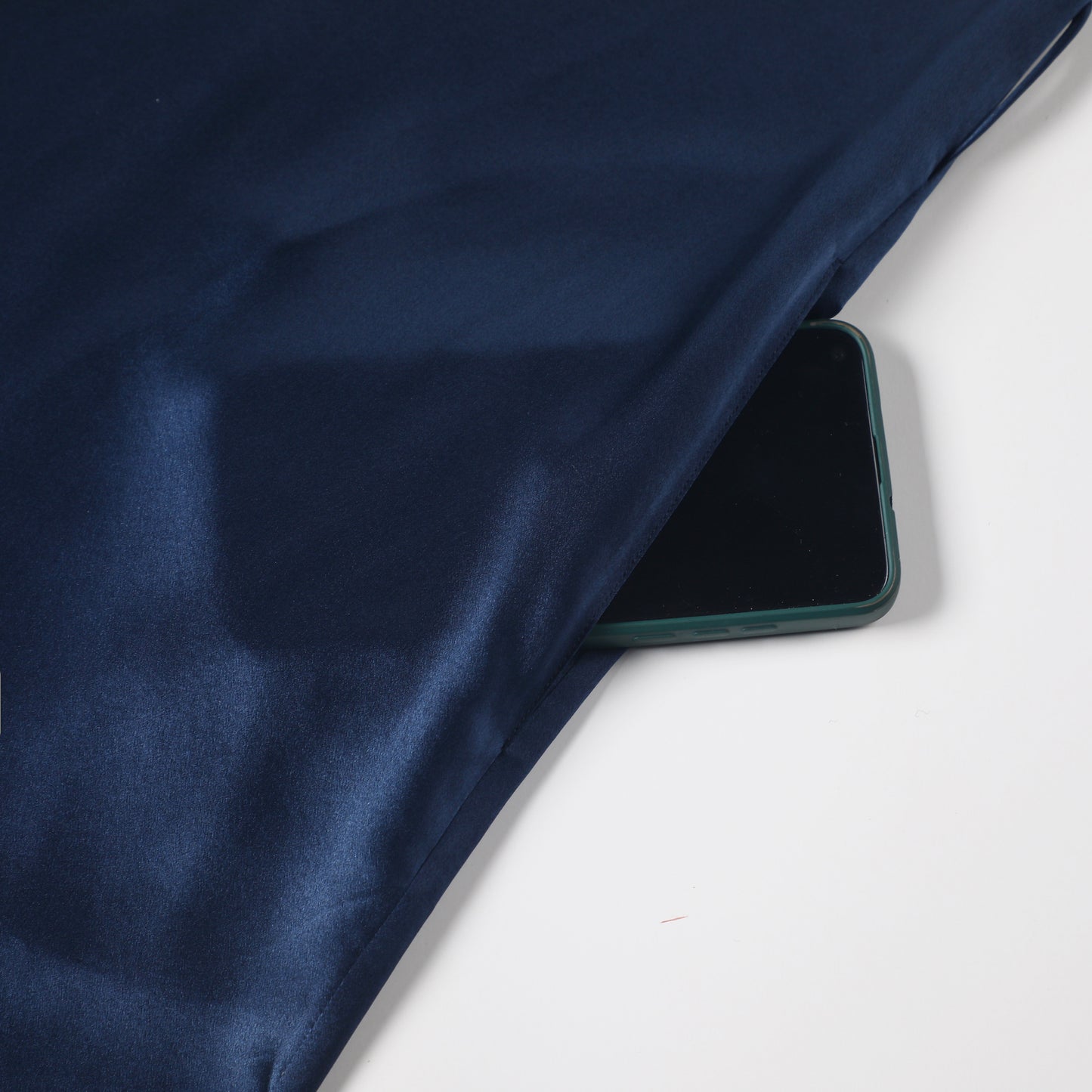 Pasithea | Navy Kimono Pure Silk Robe | Knee Length with Double Belts and Pockets | 22 Momme | Float Collection