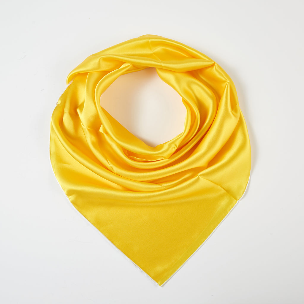 Daffodil Pure Silk Scarf | Ivory, Lemon Yellow, Gold | Small Head Scarf or Large Square Shawl | Solid Colour Collection