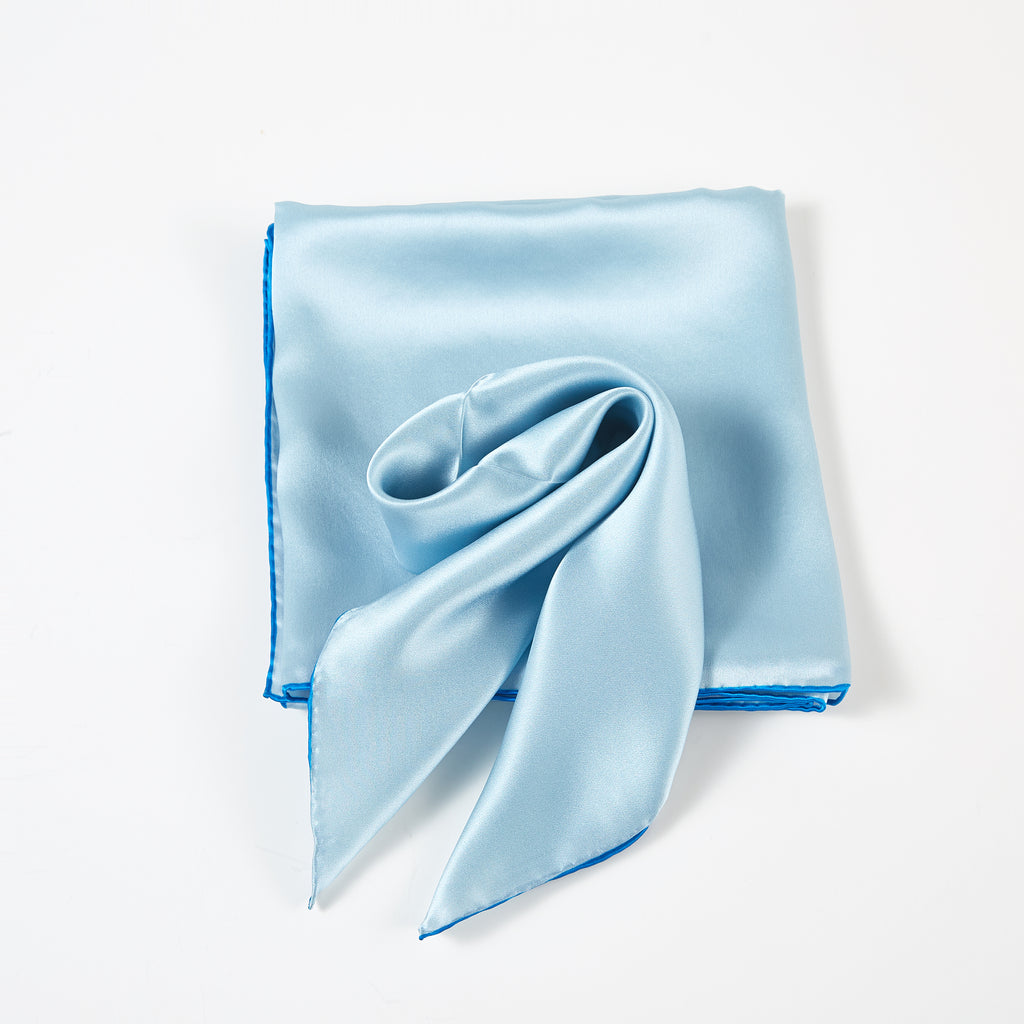 Glacier Pure Silk Scarf | Ice Blue, Sky Blue, Navy | Small Head Scarf or Large Square Shawl | Solid Colour Collection
