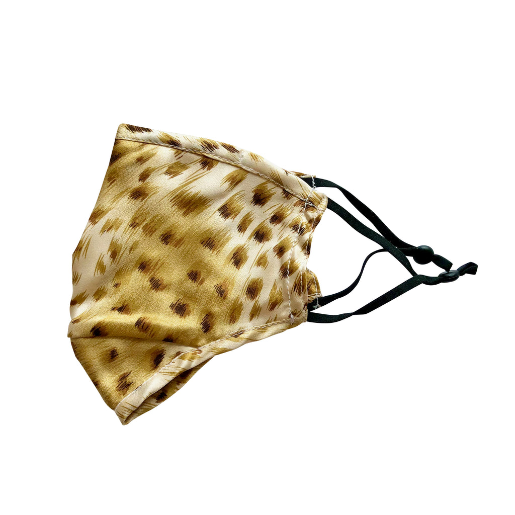 Classic Cheetah Triple Layer Mulberry Silk Unisex Face Mask - Cheetah Print Silk Twill / Charmeuse, Filter Pocket & Nose Wire