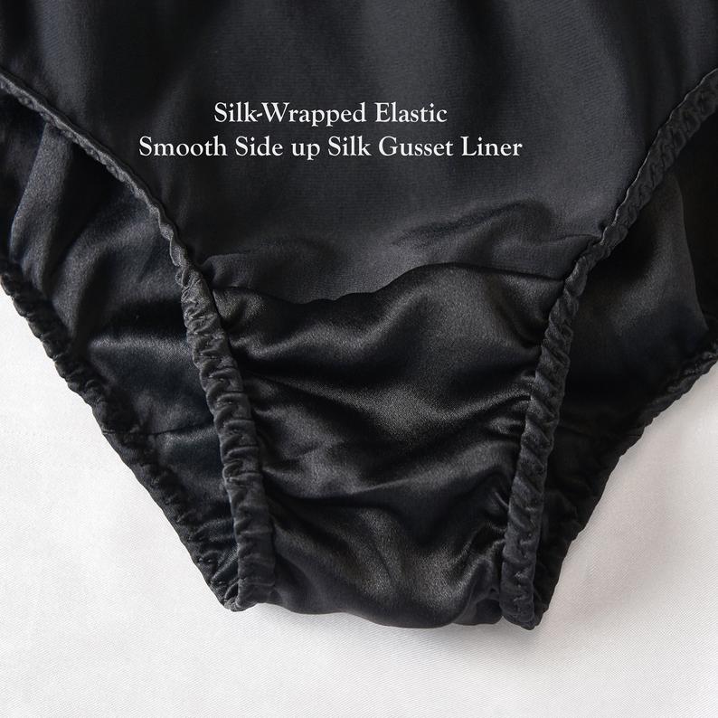 PURE Silk Black High Waist French Cut Panties - Soft Strokes