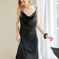 Rebirth of Venus | Black Silk Cowl Neck Slip Dress | Midi Dress with Adjustable Straps | 22 Momme | Float Collection