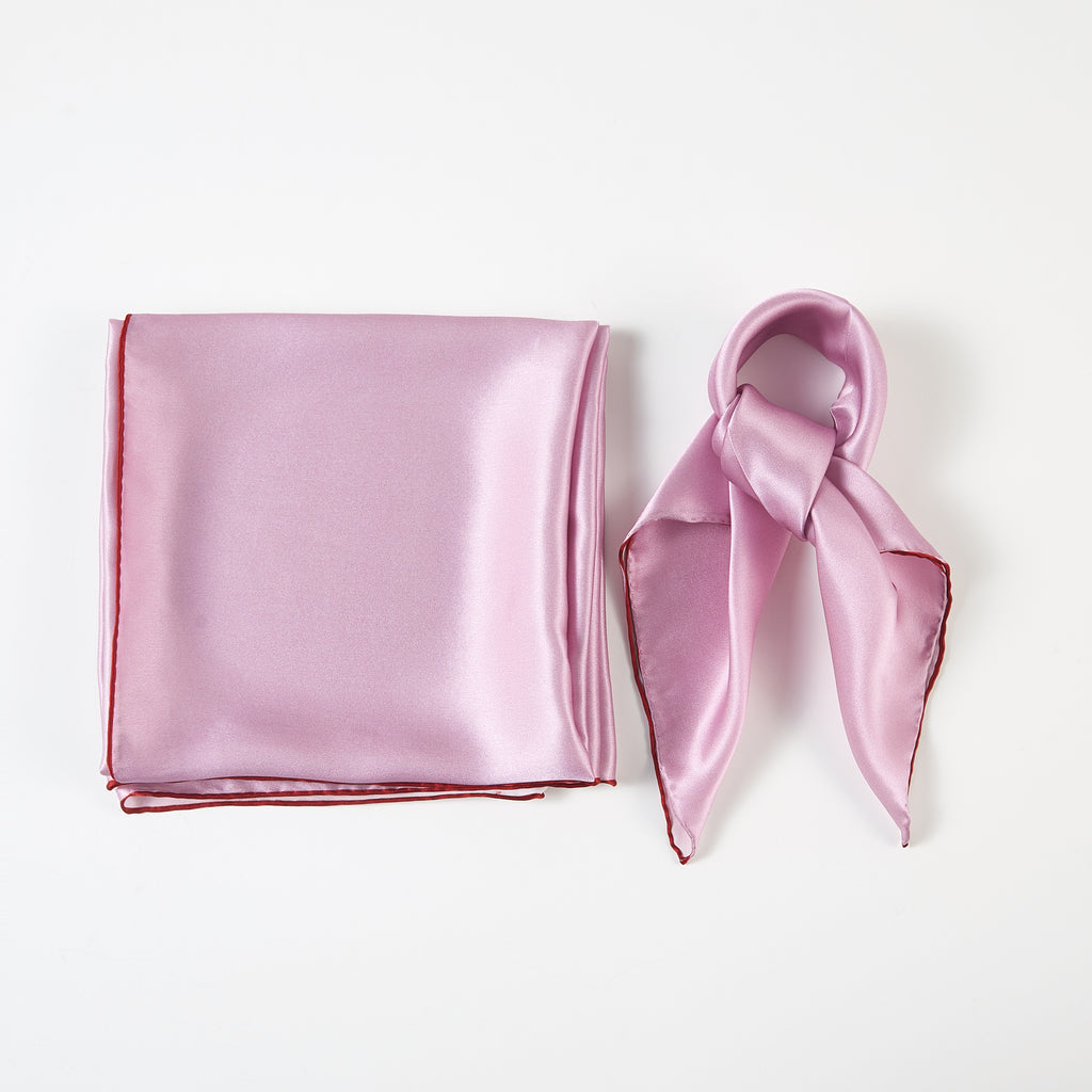 Peony Pure Silk Scarf | Blush Pink, Sorbet Pink, Burgundy | Small Head Scarf or Large Square Shawl | Solid Colour Collection