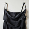 Rebirth of Venus | Black Silk Cowl Neck Slip Dress | Midi Dress with Adjustable Straps | 22 Momme | Float Collection