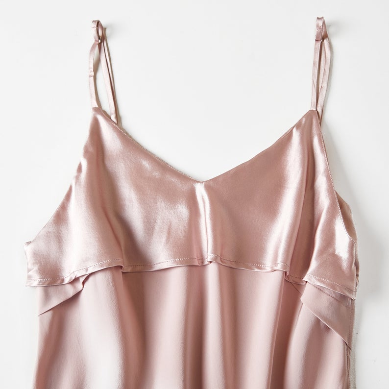 River Nymph | Baby Pink Pure Silk Slip Dress | Knee Length with Adjustable Straps | 22 Momme | Float Collection