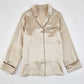 Beige Pure Silk Unisex Long Sleeve Pajama Set