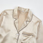 Beige Pure Silk Unisex Long Sleeve Pajama Set