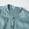Custom Pure Silk Long Sleeve Banded Collar Blouse | Aeverie | 22 Momme Silk Charmeuse