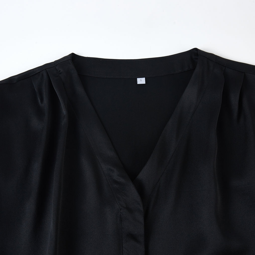 Black Pure Mulberry Silk Top | Regular Fit | 19 Momme | Soar Collection