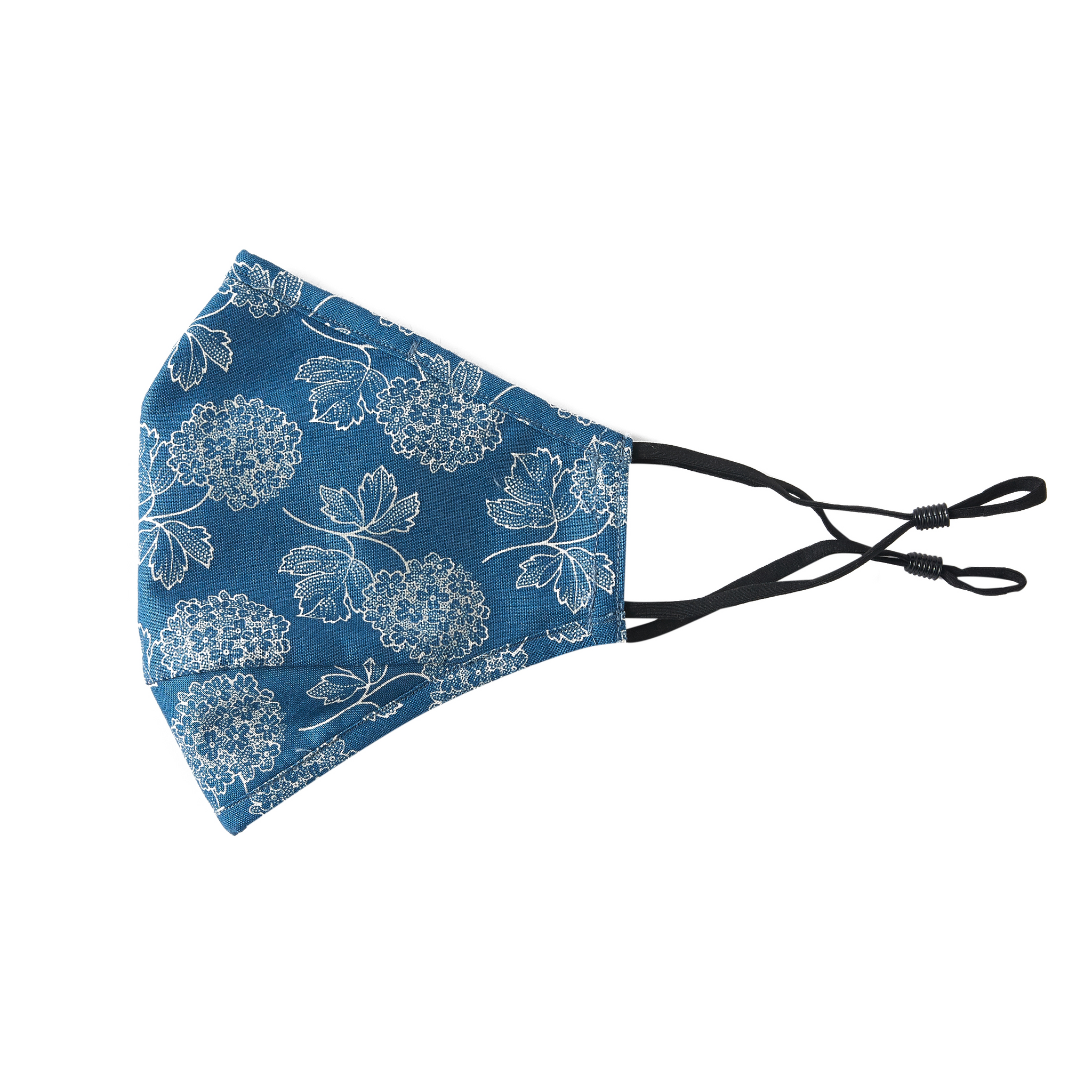 Blue Hydrangeas | Two Silk One Cotton Triple Layer Face Mask | Mulberry Silk | Insert Pocket, PM 2.5 Filter & Nose Wire
