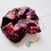 Pure Mulberry Silk French Scrunchie | Cabernet Sauvignon | Abstract Print | 2 inch | 20 Momme | Brush Collection