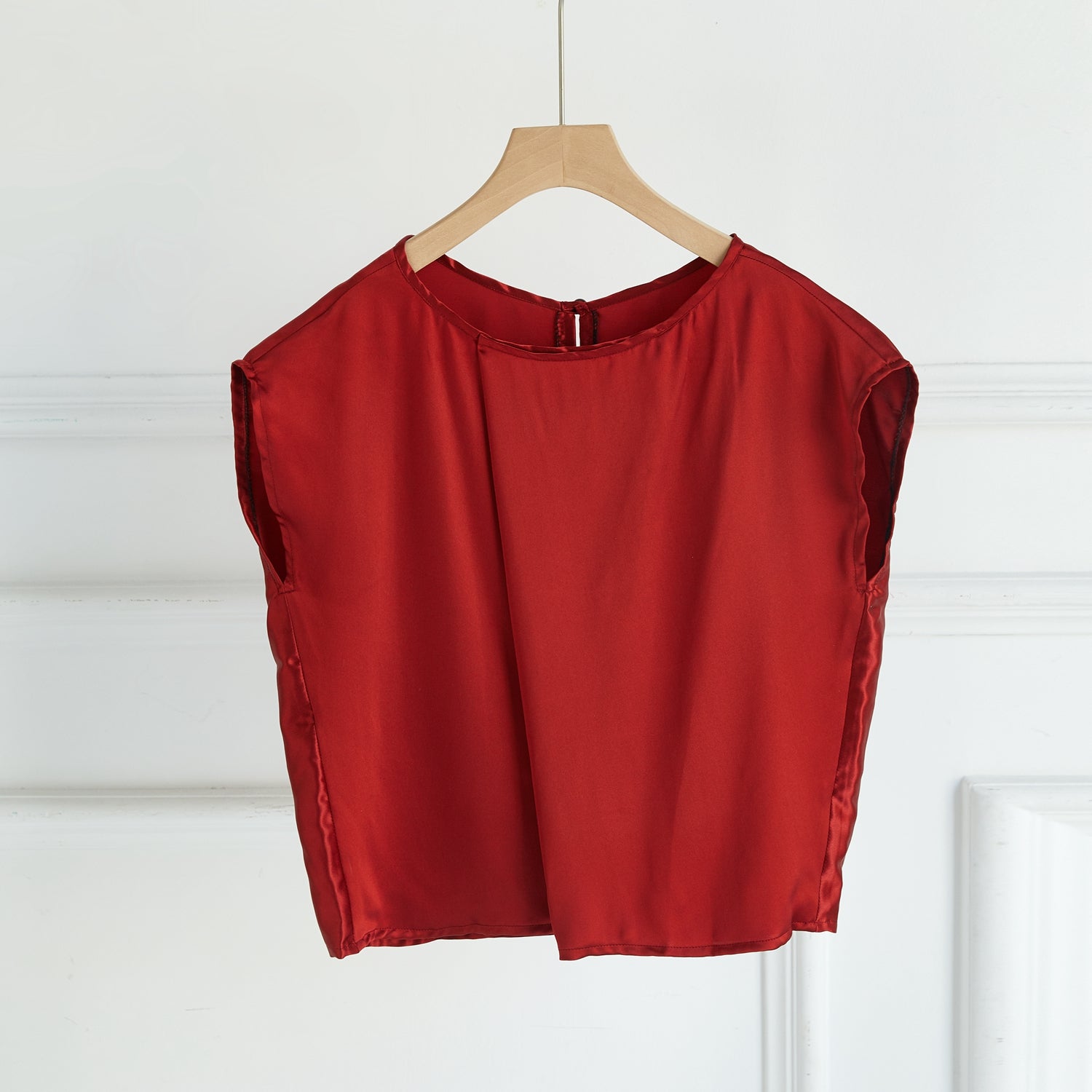 Custom Pure Silk Sleeveless Boxy Fit Cropped Blouse | Denna | 22 Momme Silk Charmeuse