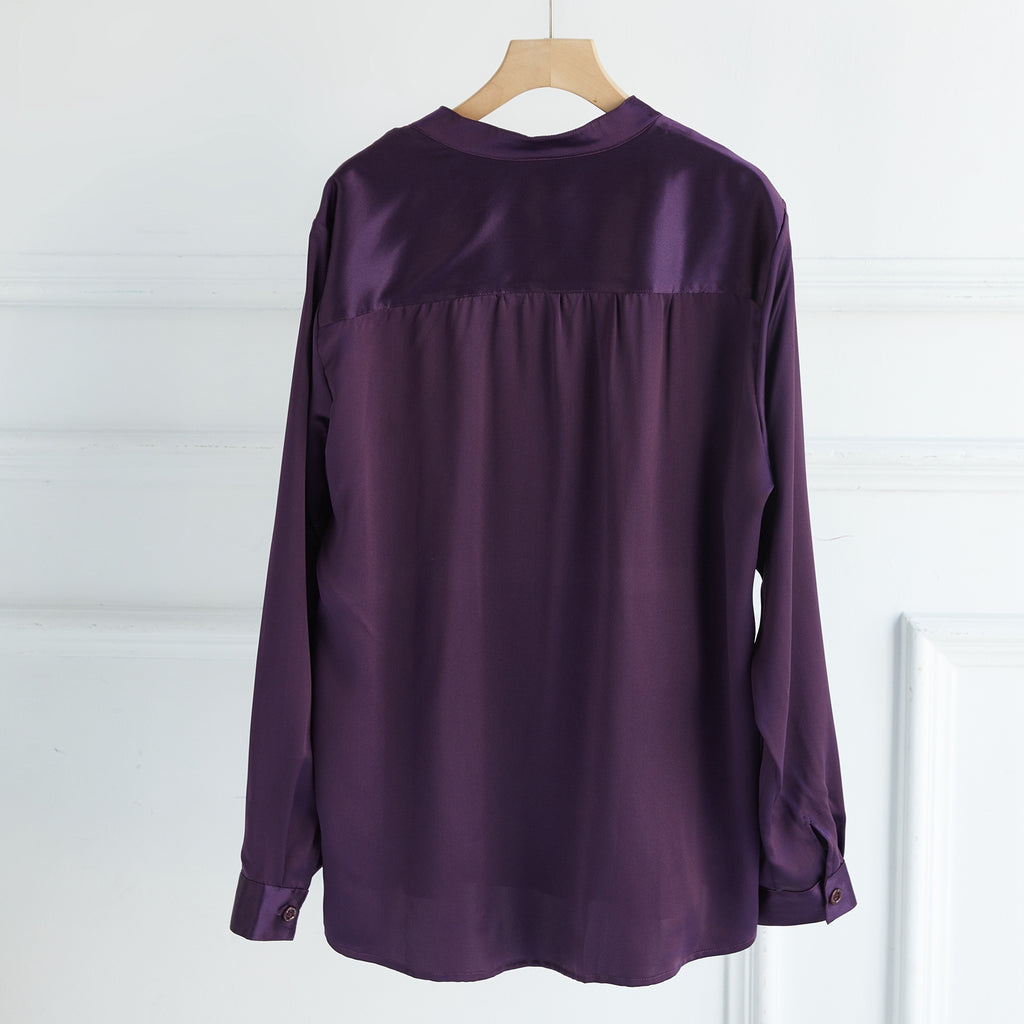 Custom Pure Silk Long Sleeve Y-neck Blouse | Eshonai | 22 Momme Silk Charmeuse