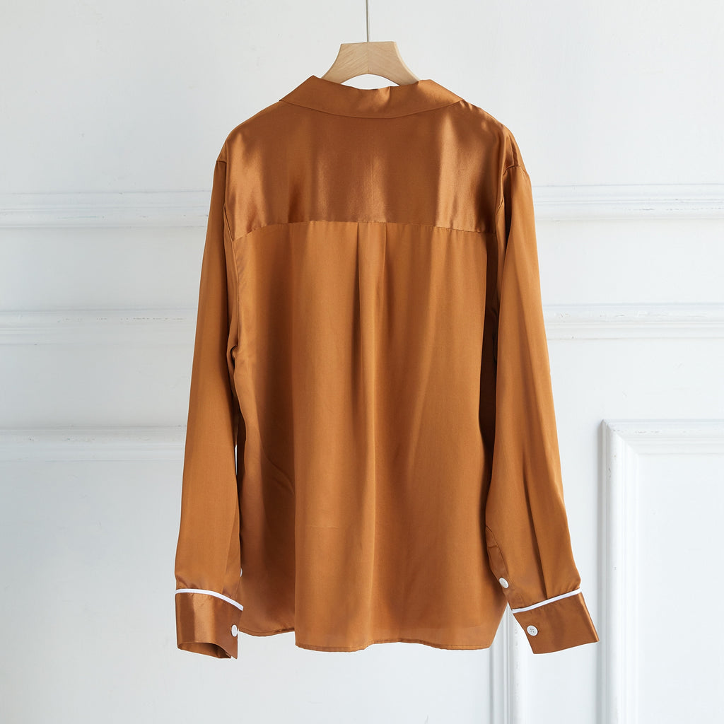 Custom Pure Silk Long Sleeve Pajama Blouse | Fela | 22 Momme Silk Charmeuse