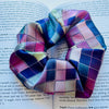Pure Mulberry Silk French Scrunchie | Great Gatsby | Check Print | 2 inch | 20 Momme | Brush Collection