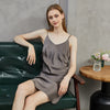 River Nymph | Grey Pure Silk Slip Dress | Knee Length with Adjustable Straps | 22 Momme | Float Collection