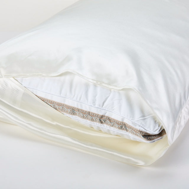 Ivory Pure Mulberry Silk Seamless Flat Sheet, Fitted Sheet and Duvet | Full, Queen, King, California King and 4-Piece Set | 22 Momme | Float Collection