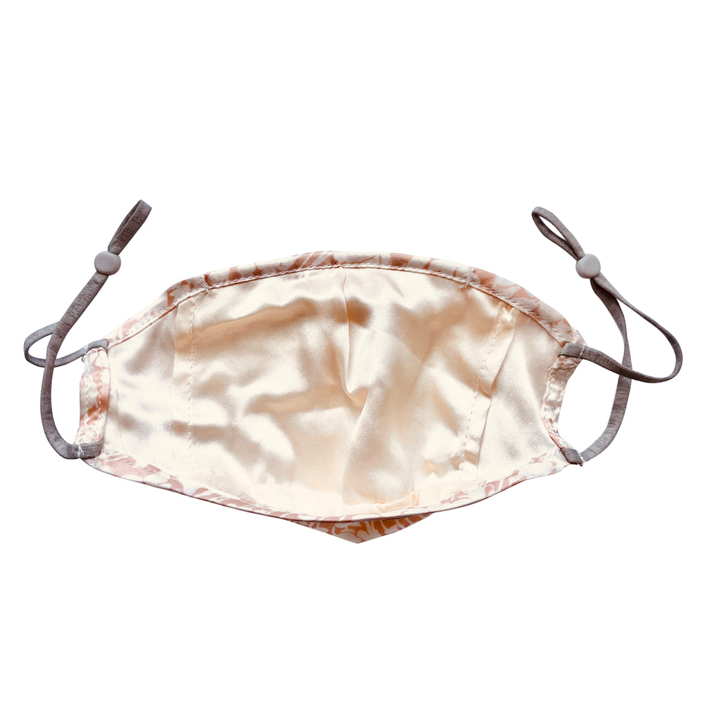 Triple Layer 100% Mulberry Silk Face Mask: Apricot Tree - Floral Pattern Silk