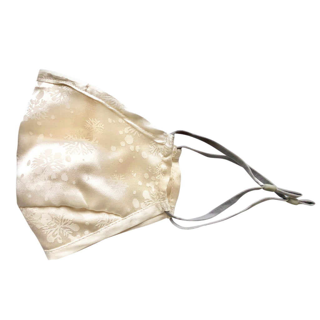 White Christmas: Triple Layer 100% Mulberry Snowflake Silk Unisex Face Mask